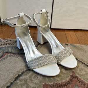 White bridal heels